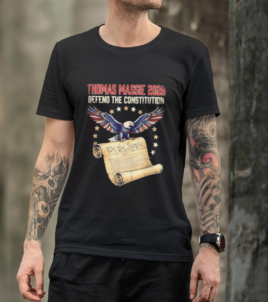 Thomas Massie 2028 Defend The Constitution We The People Bald Eagle Stars Patriotic Election Movement T-Shirt
