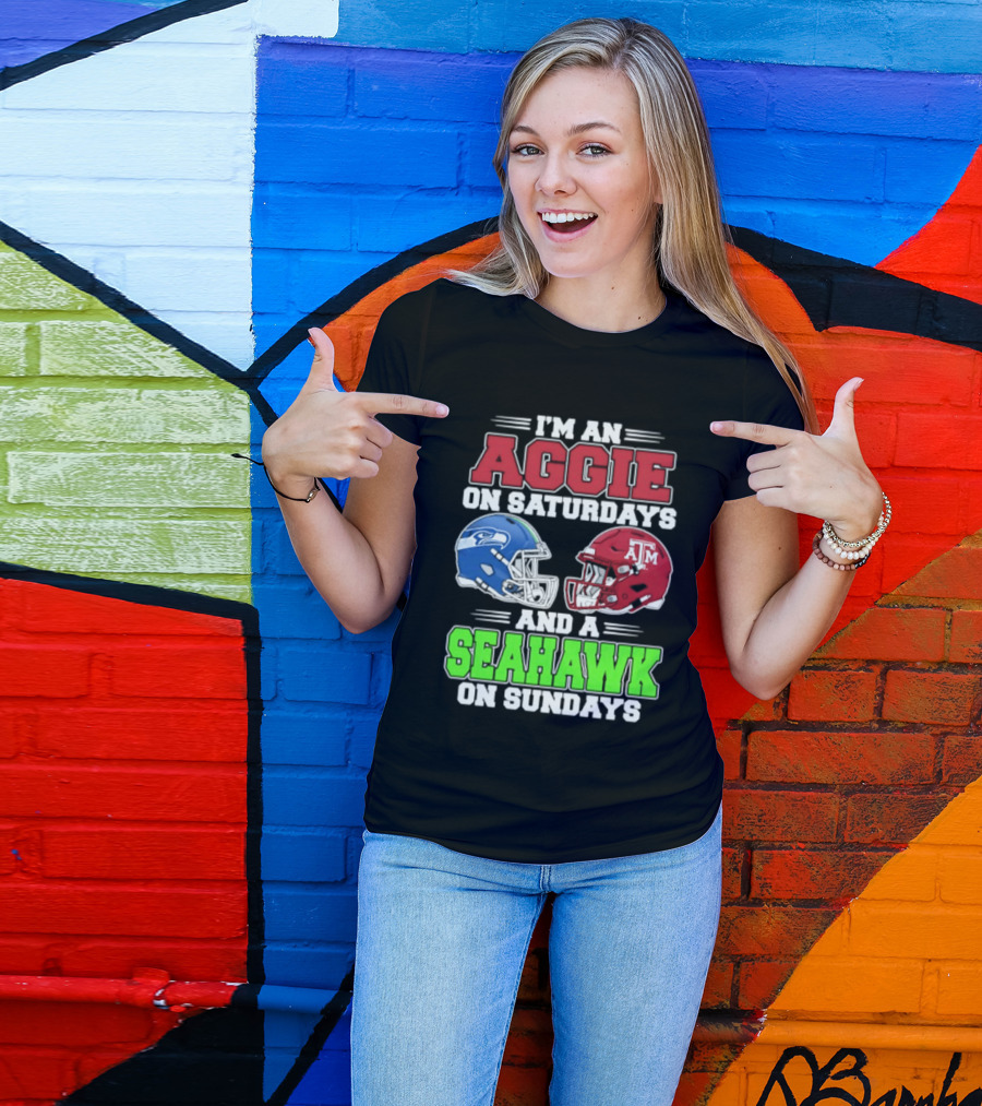 I'm An Aggie On Saturdays And A Seahawk On Sundays Football Helmets T-Shirt