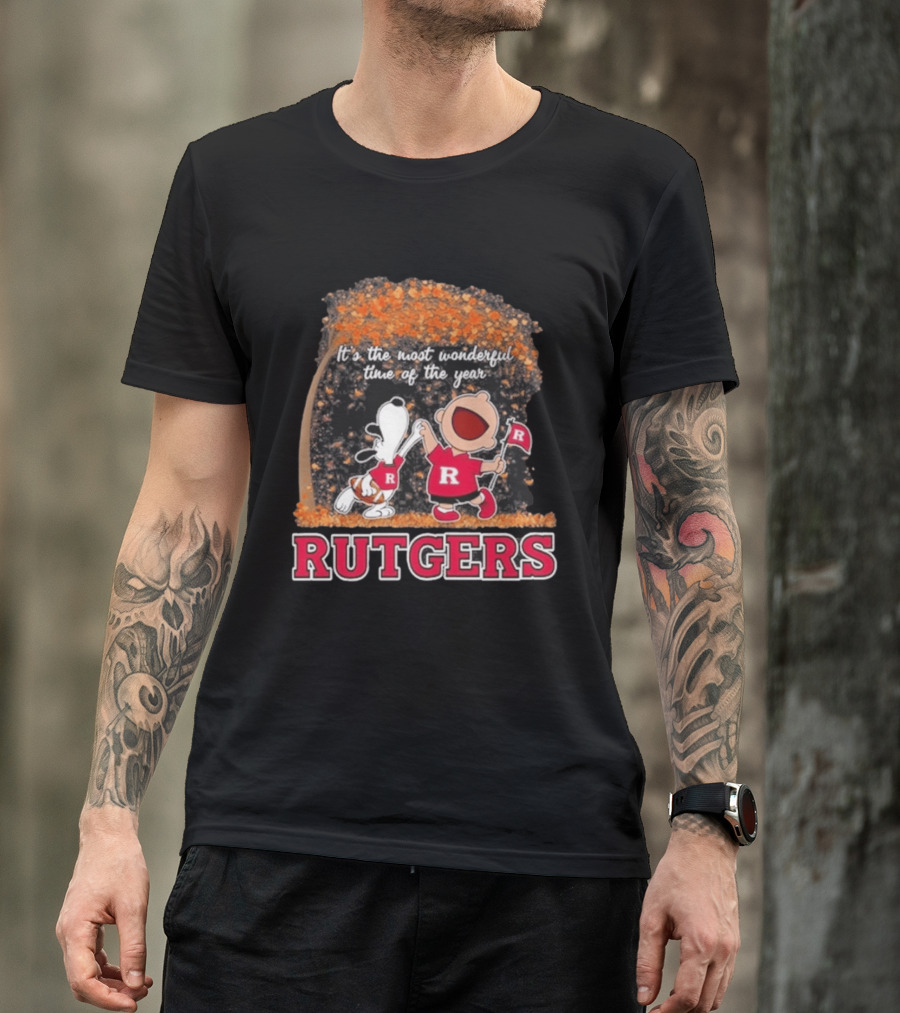Rutgers Scarlet Knights Snoopy Charlie Brown It's The Most Wonderful Time Of The Year 2026 T-Shirt