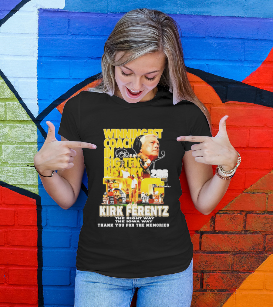 Kirk Ferentz Winningest Coach Big Ten History Iowa Hawkeyes Memories T-Shirt