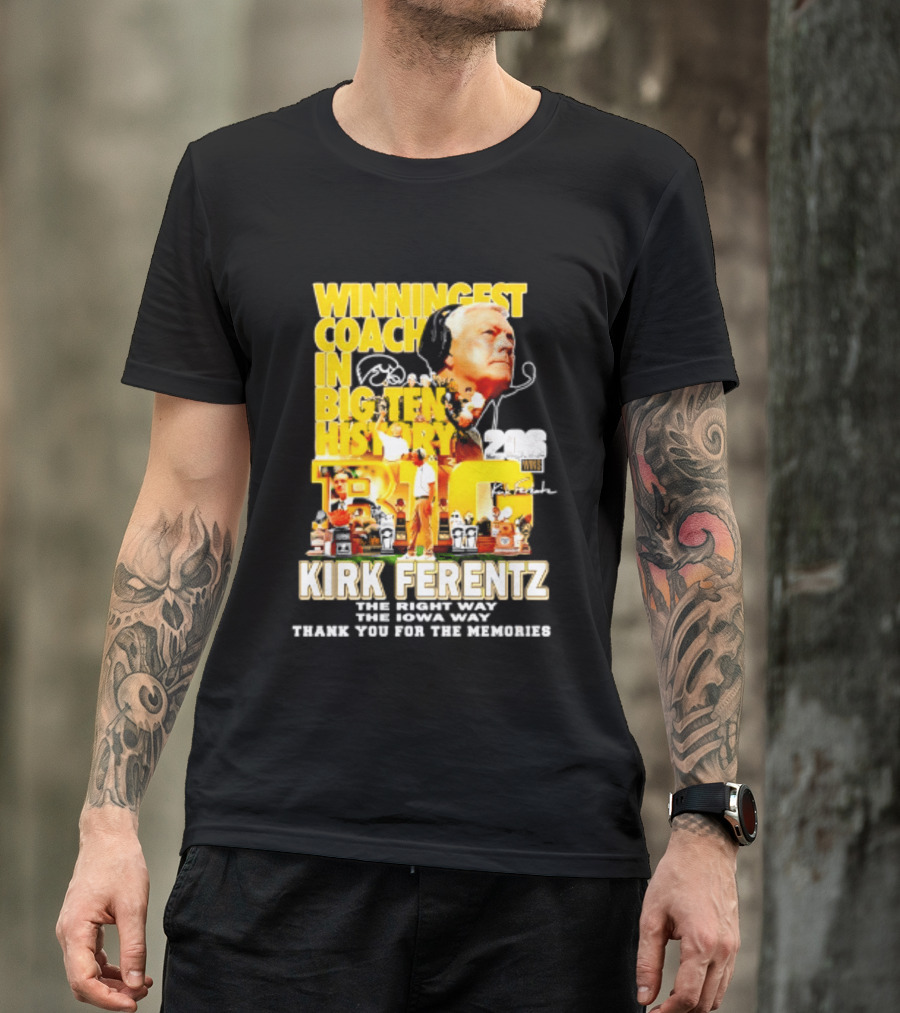 Kirk Ferentz Winningest Coach Big Ten History Iowa Hawkeyes Memories T-Shirt
