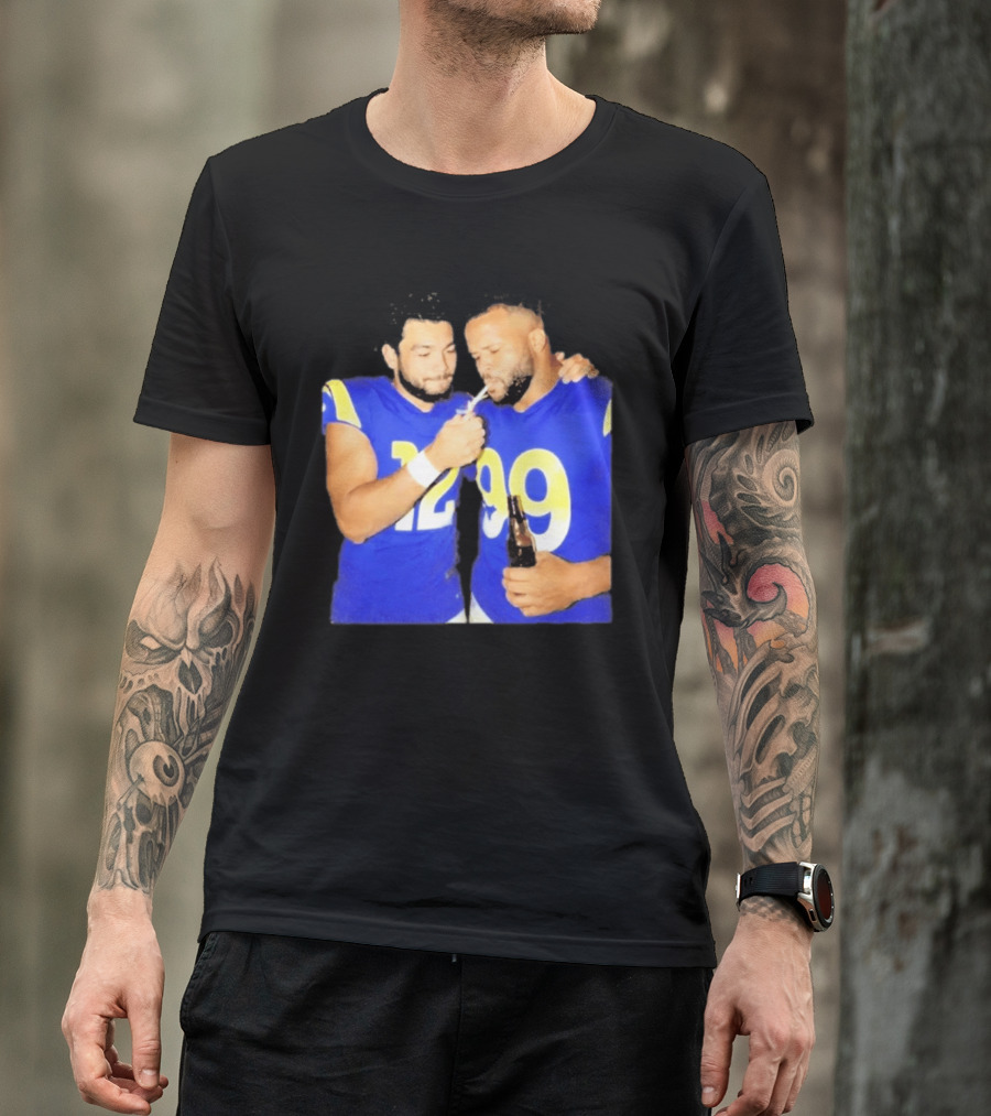 Los Angeles Rams Puka Nacua Aaron Donald Smoking Drinking NFL Football Team Players T-Shirt