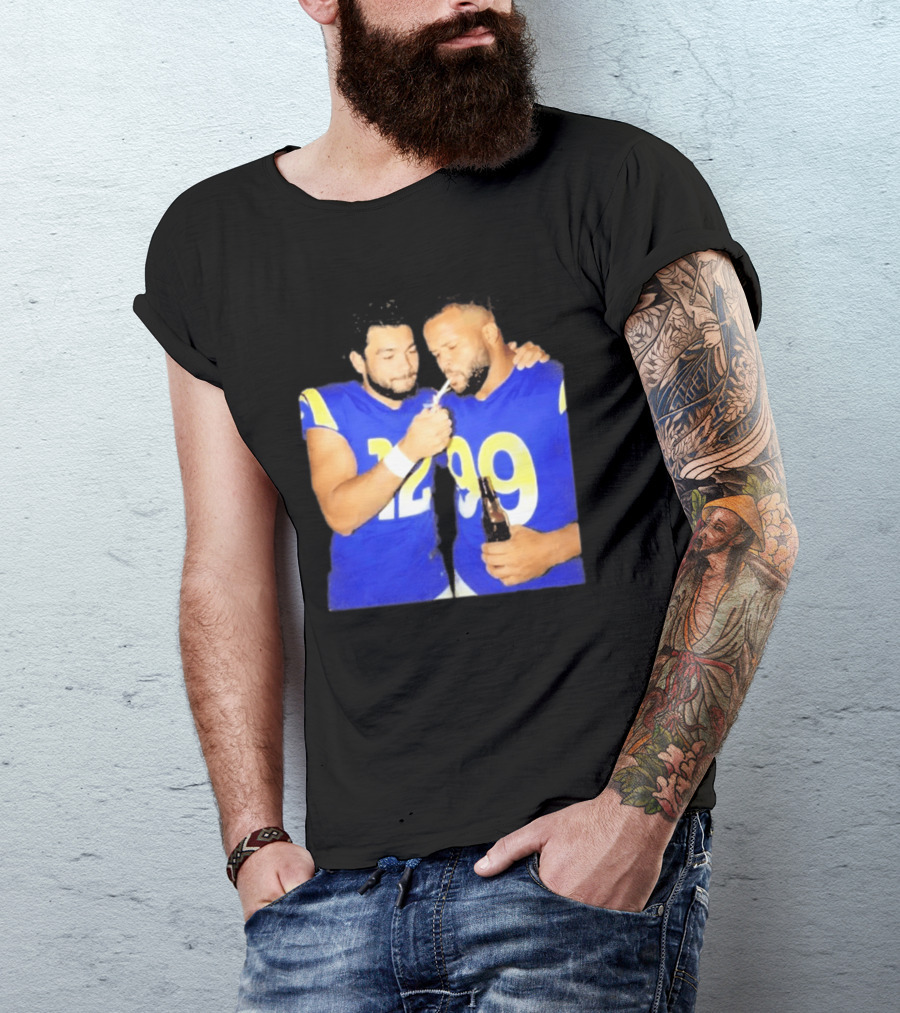 Los Angeles Rams Puka Nacua Aaron Donald Smoking Drinking NFL Football Team Players T-Shirt