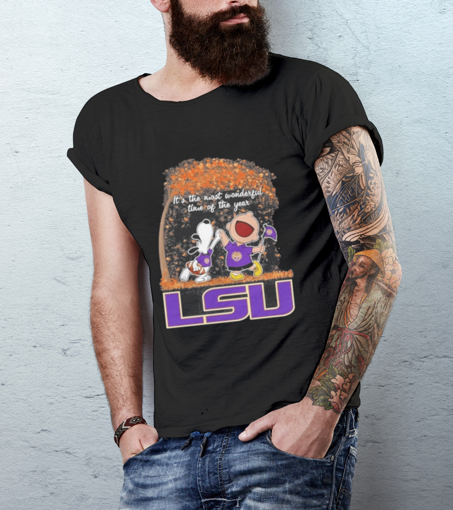 LSU Tigers Snoopy Charlie Brown 2026 Most Wonderful Time T-Shirt