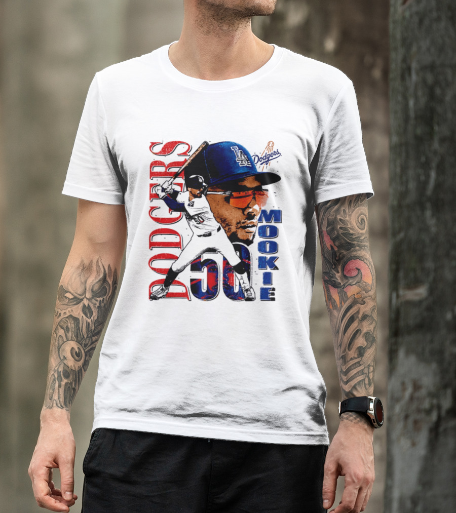 Los Angeles Dodgers Mookie Betts 50 Baseball Player Two Sided T-Shirt