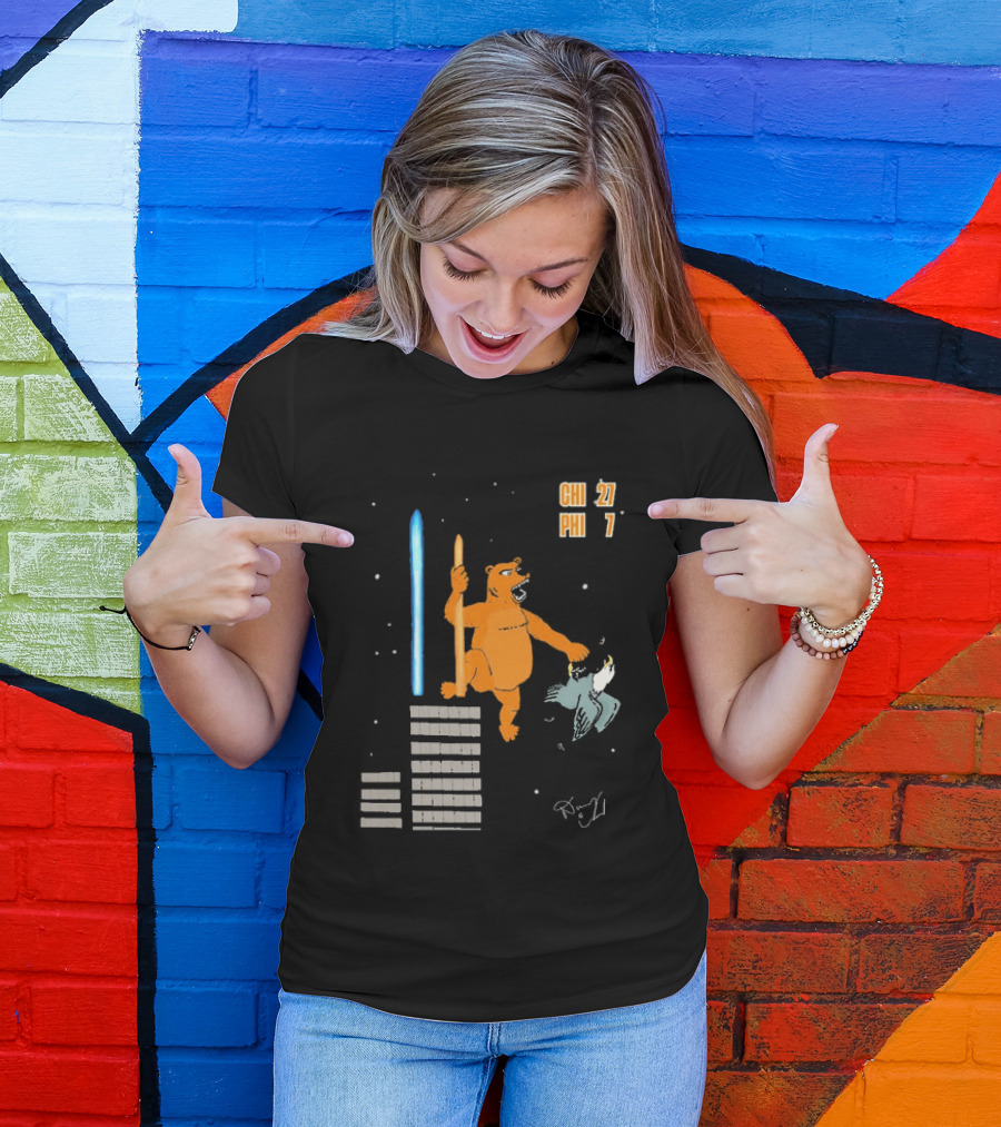 CHI 27 PHI 7 Cartoon Bears Vs Eagles Star Wars T-Shirt