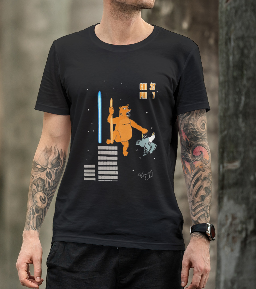 CHI 27 PHI 7 Cartoon Bears Vs Eagles Star Wars T-Shirt