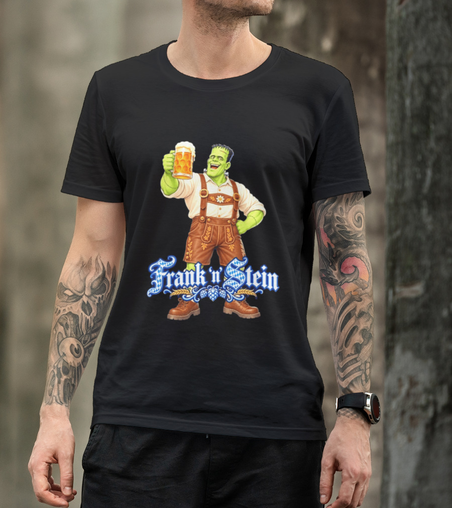 Frank 'n Stein Frankenstein Oktoberfest Beer Lover Lederhosen Brew Cheers T-Shirt