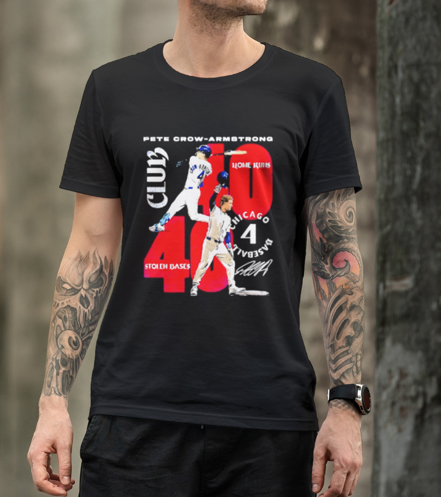 Pete Crow Armstrong Chicago Cubs 40 Home Runs 40 Stolen Bases Club Grunge T-Shirt