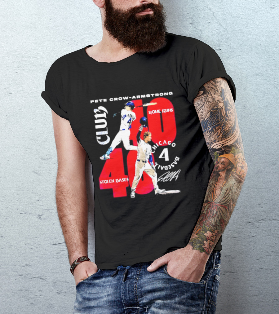 Pete Crow Armstrong Chicago Cubs 40 Home Runs 40 Stolen Bases Club Grunge T-Shirt