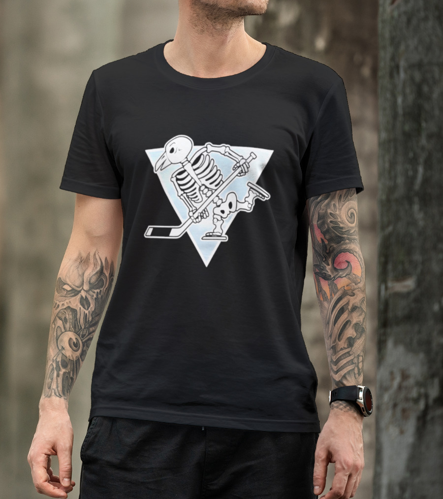 Pittsburgh Penguins Skeleton Bird Hockey Triangle T-Shirt
