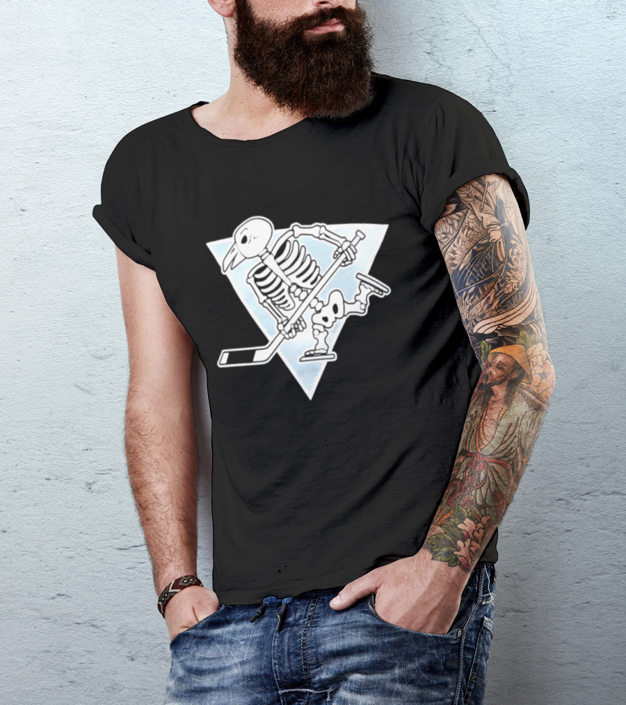 Pittsburgh Penguins Skeleton Bird Hockey Triangle T-Shirt