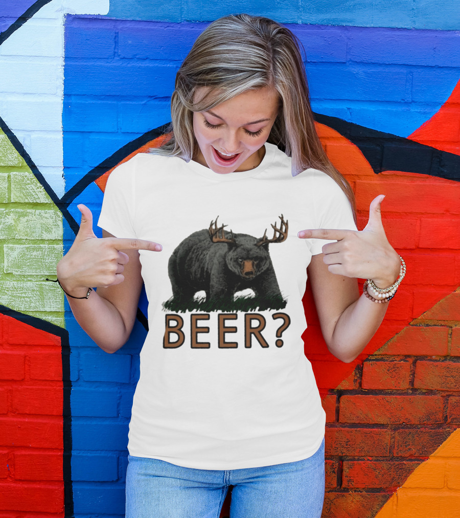 Bear With Antlers Beer T-Shirt