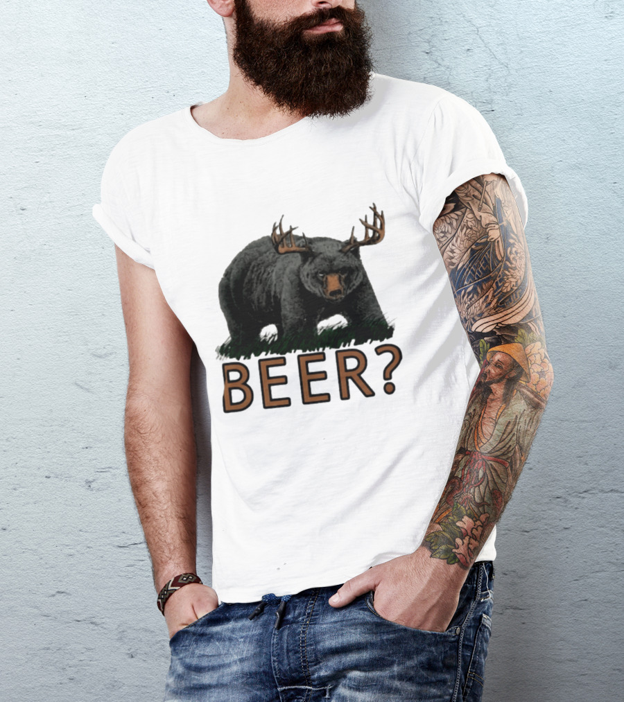 Bear With Antlers Beer T-Shirt