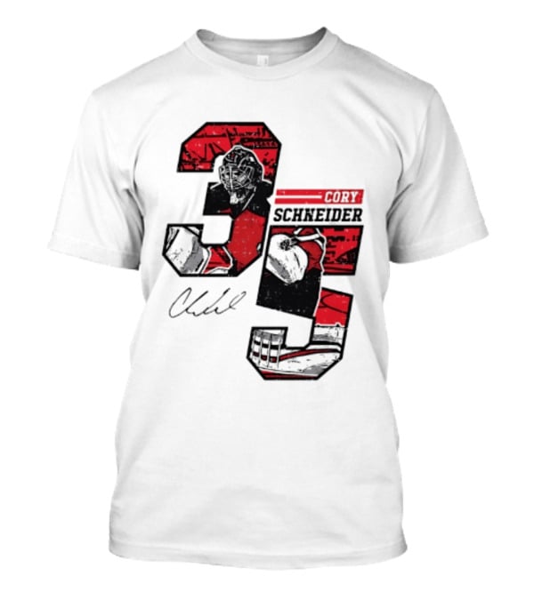 Cory Schneider New Jersey Devils 35 Signature Offset T-Shirt