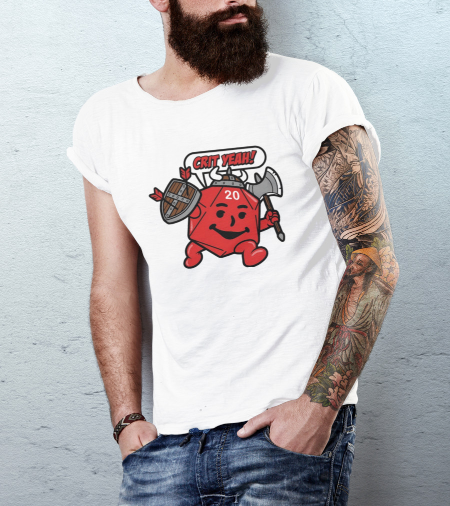 Crit Yeah D20 Viking Dice With Axe And Shield T-Shirt