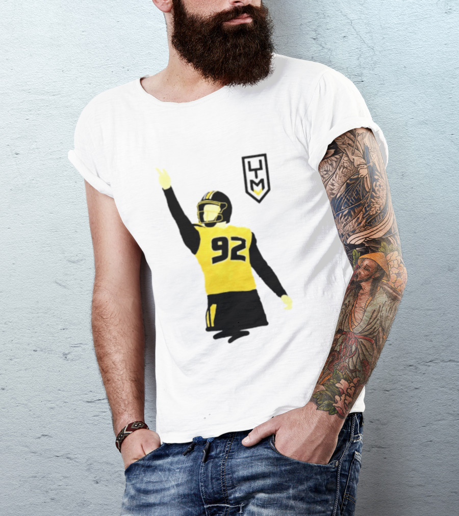 Harrison Mevis 92 Los Angeles Rams The Thiccer Kicker Football Player Quarterback Iconic Celebratory Pose T-Shirt