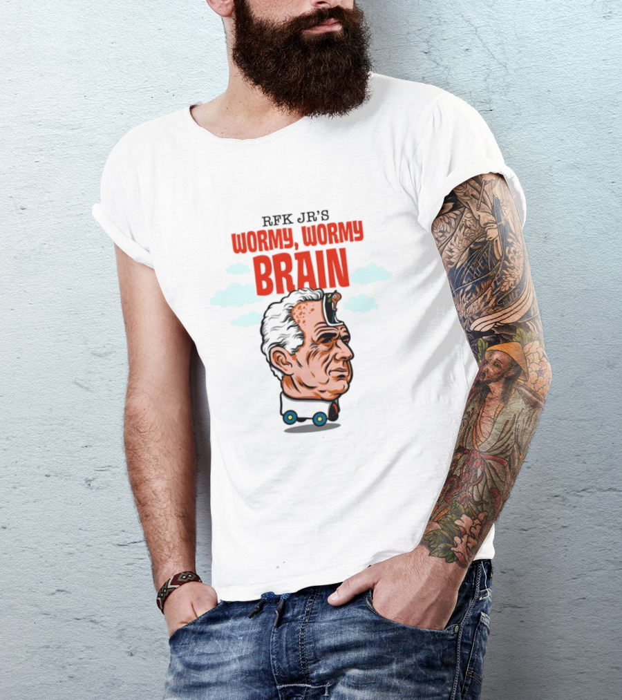 RFK Jr's Wormy Wormy Brain Robert F Kennedy Jr Clouds Cartoon T-Shirt
