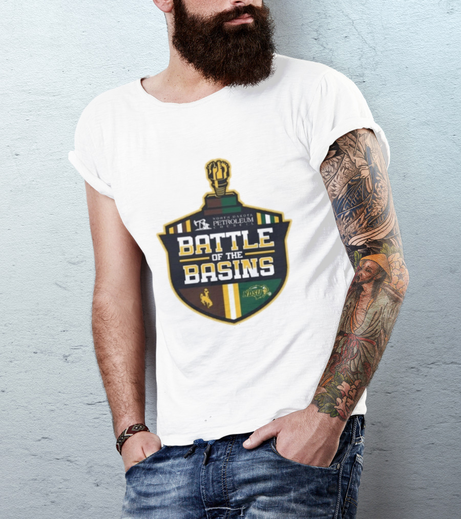 North Dakota Petroleum Council Battle Of The Basins Wyoming Cowboys Vs North Dakota State Bison T-Shirt