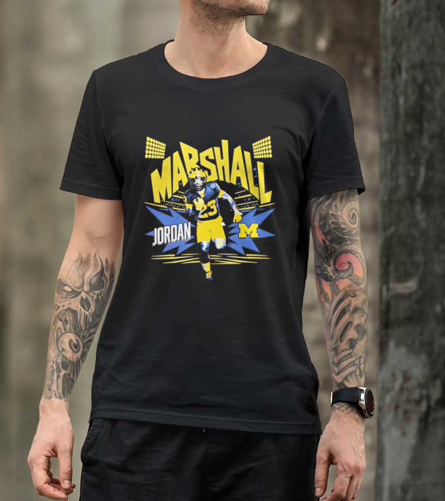 Jordan Marshall Michigan Wolverines Comic Book Style Michigan Wolverines T-Shirt