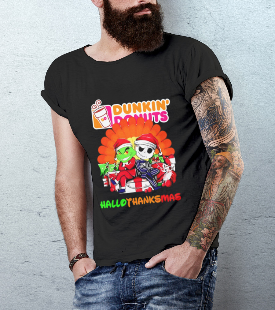 Dunkin' Donuts Grinch Jack Skellington Hallothanksmas 2026 T-Shirt