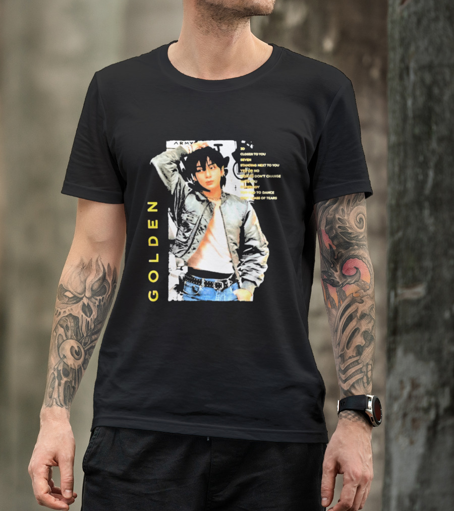 Seok Jin Wearing Jungkook Golden Visual With Song Titles T-Shirt