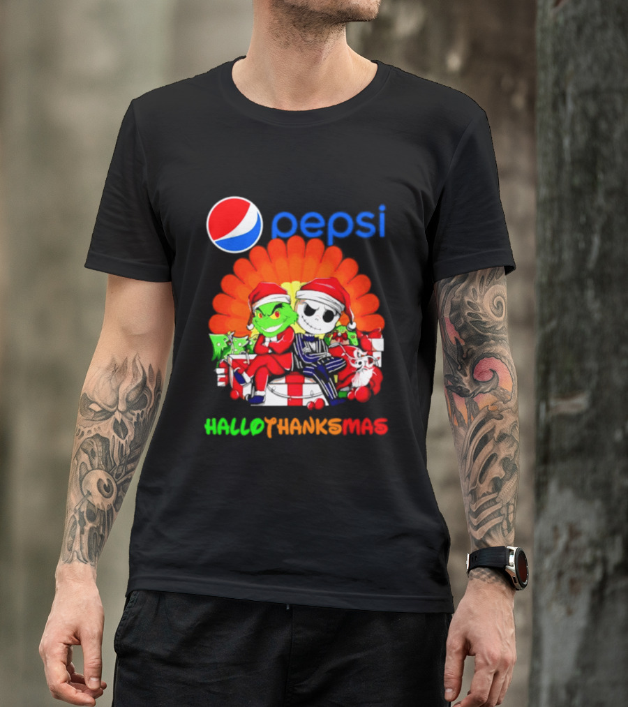 Pepsi Grinch Jack Skellington Hallothanksmas 2026 Holiday Mashup T-Shirt