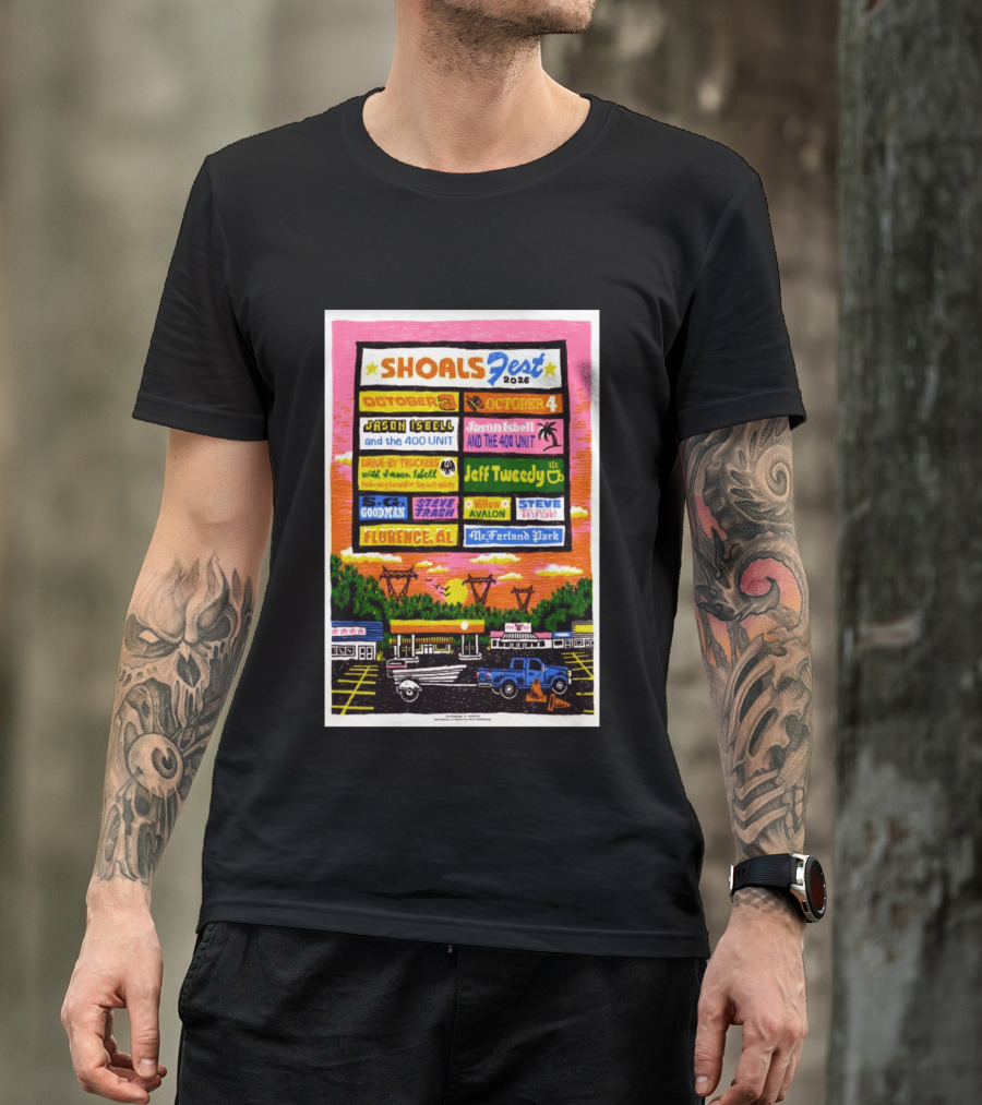 ShoalsFest 2026 October 3 4 Jason Isbell Drive By Truckers Jeff Tweedy Florence AL McFarland Park T-Shirt