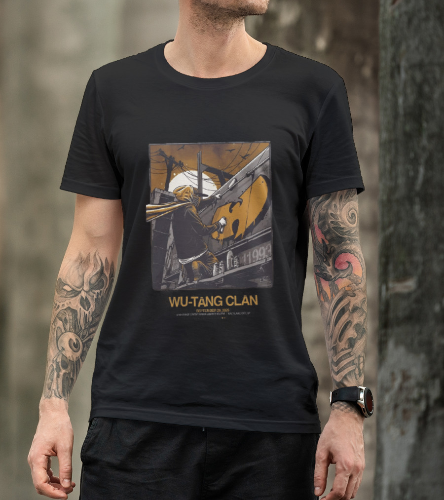 Wu Tang Clan Graffiti Art With Iconic Logo And Hooded Artist Scene T-Shirt