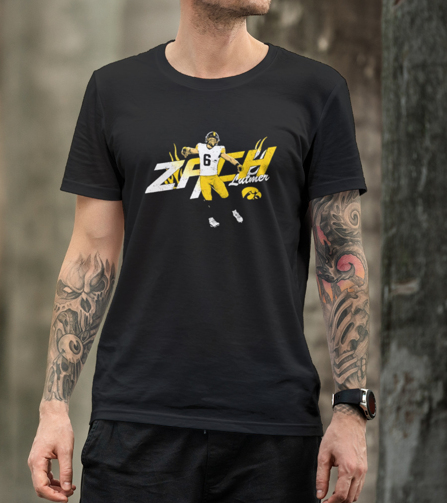 Zach Lutmer Iowa Hawkeyes Number 6 NCAA Football Player Celebration T-Shirt