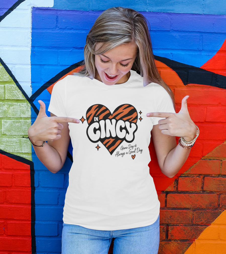 Cincinnati Bengals In Cincy Game Dey Always A Good Dey Tiger Stripes Heart T-Shirt