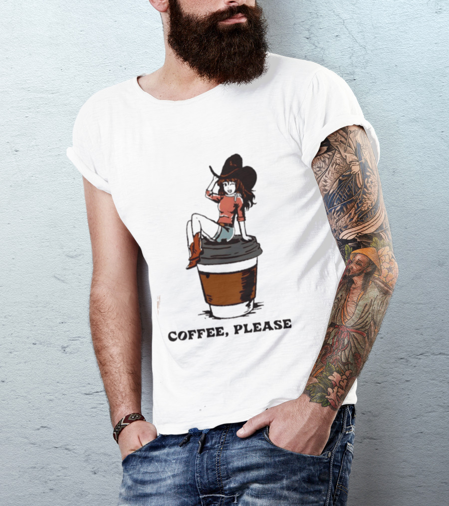 Cowgirl Coffee Please Western Caffeine Cartoon T-Shirt