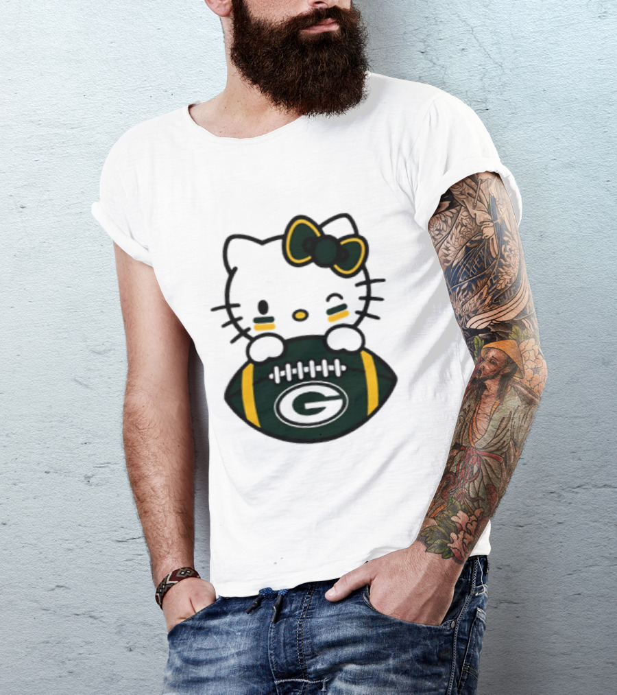 Green Bay Packers Hello Kitty Collaboration 2026 Football Season T-Shirt