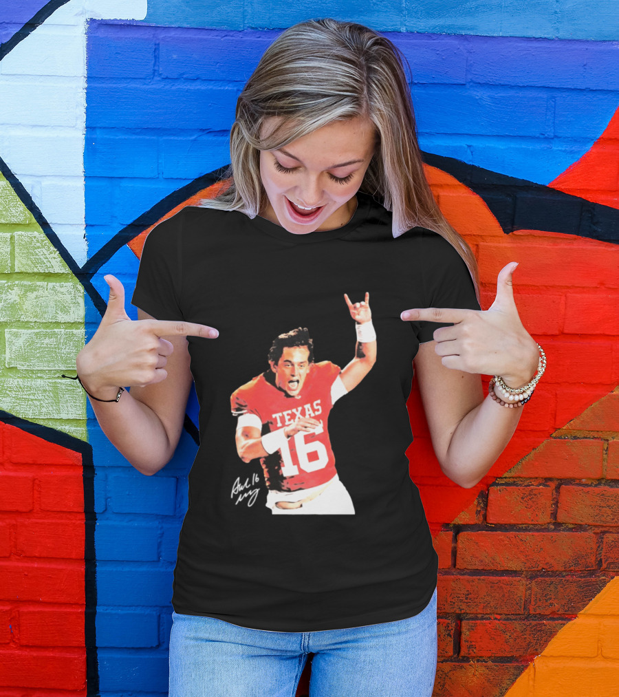Arch Manning Texas Longhorns 16 Rock Hand Gesture T-Shirt