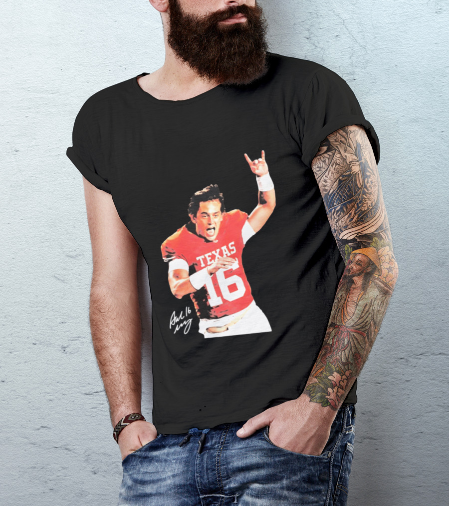 Arch Manning Texas Longhorns 16 Rock Hand Gesture T-Shirt