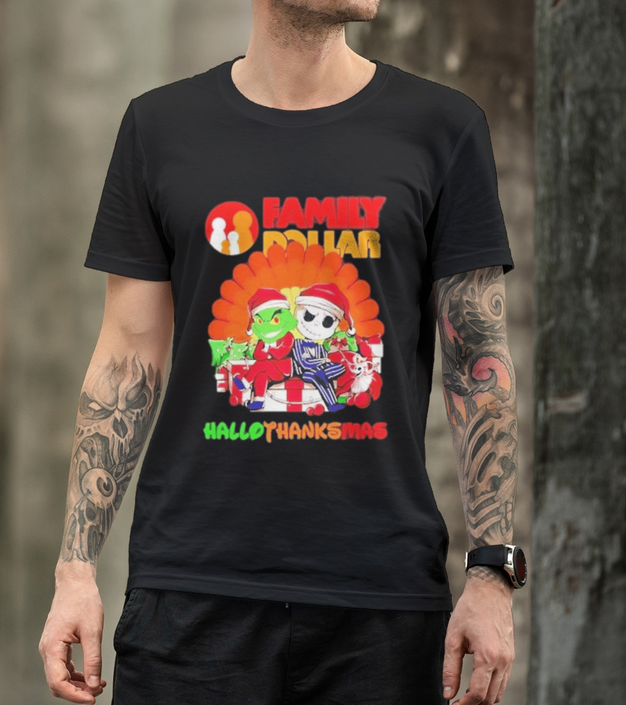 Family Dollar Grinch Jack Skellington Hallothanksmas 2026 T-Shirt