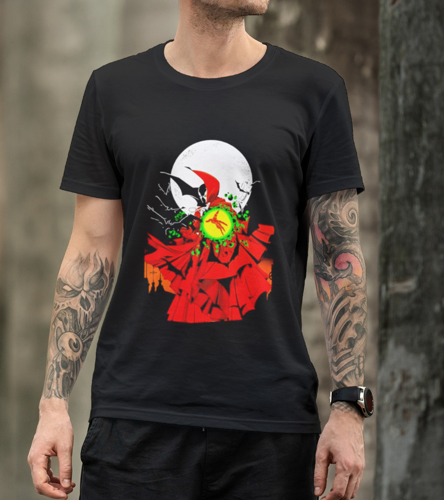Graveyard Shift Whitegold Industries Spawn Halloween 2026 Full Red Moon T-Shirt