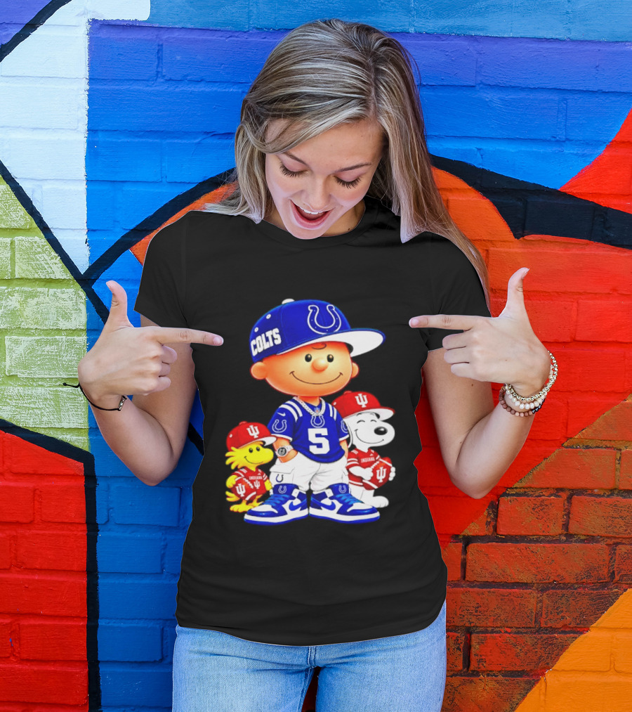 Charlie Brown And Snoopy Indianapolis Colts Indiana Hoosiers Football Team Merchandise T-Shirt
