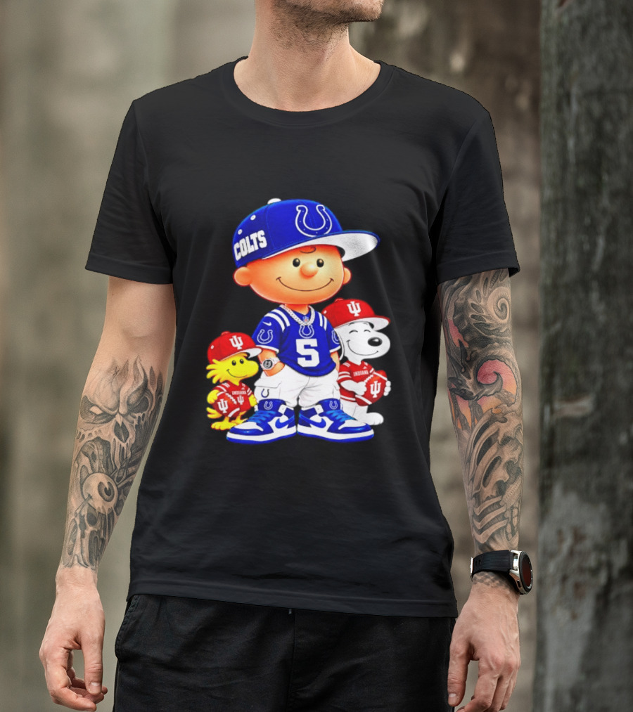 Charlie Brown And Snoopy Indianapolis Colts Indiana Hoosiers Football Team Merchandise T-Shirt