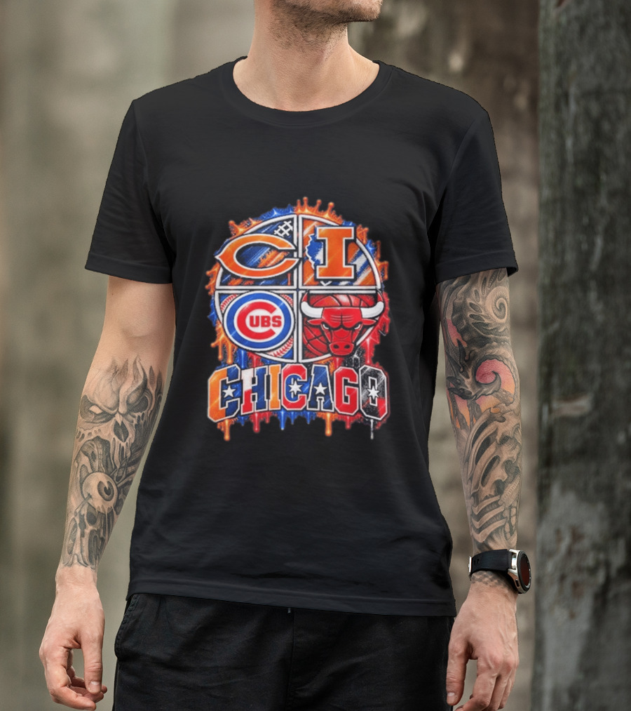 Chicago Sports Bears Fighting Illini Cubs Bulls City Pride T-Shirt