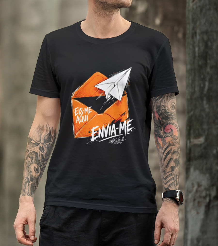 Eis Me Aqui Envia Me Isaias 6 8 Christian Envelope Paper Airplane T-Shirt