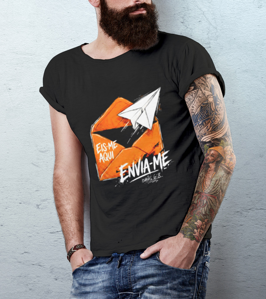 Eis Me Aqui Envia Me Isaias 6 8 Christian Envelope Paper Airplane T-Shirt
