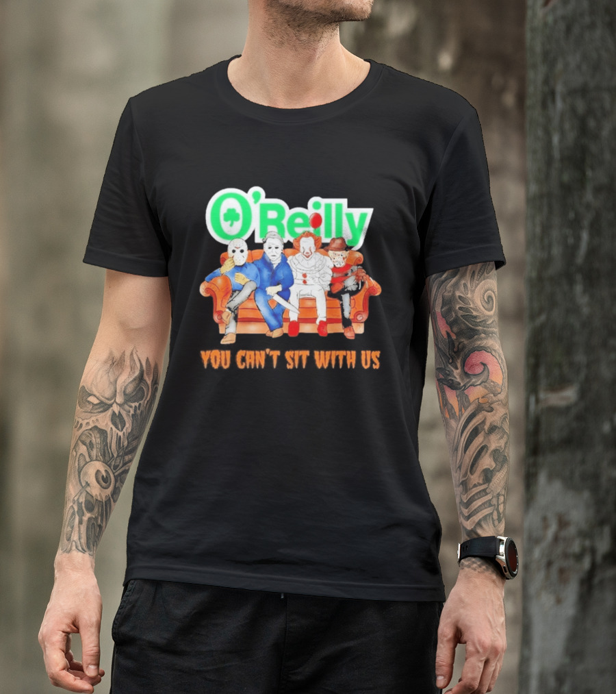 O'Reilly Horror Characters Friends Halloween 2026 You Can't Sit With Us Couch T-Shirt