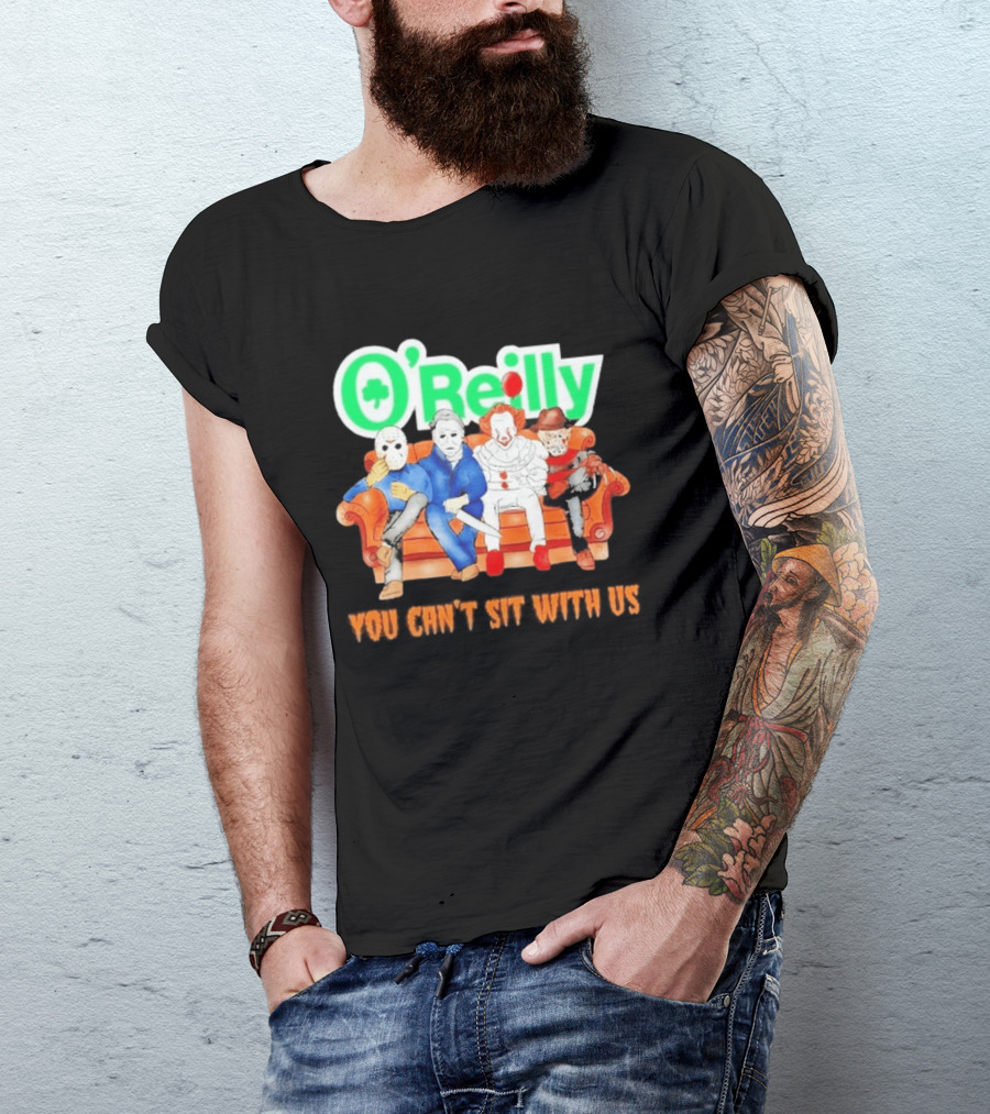 O'Reilly Horror Characters Friends Halloween 2026 You Can't Sit With Us Couch T-Shirt