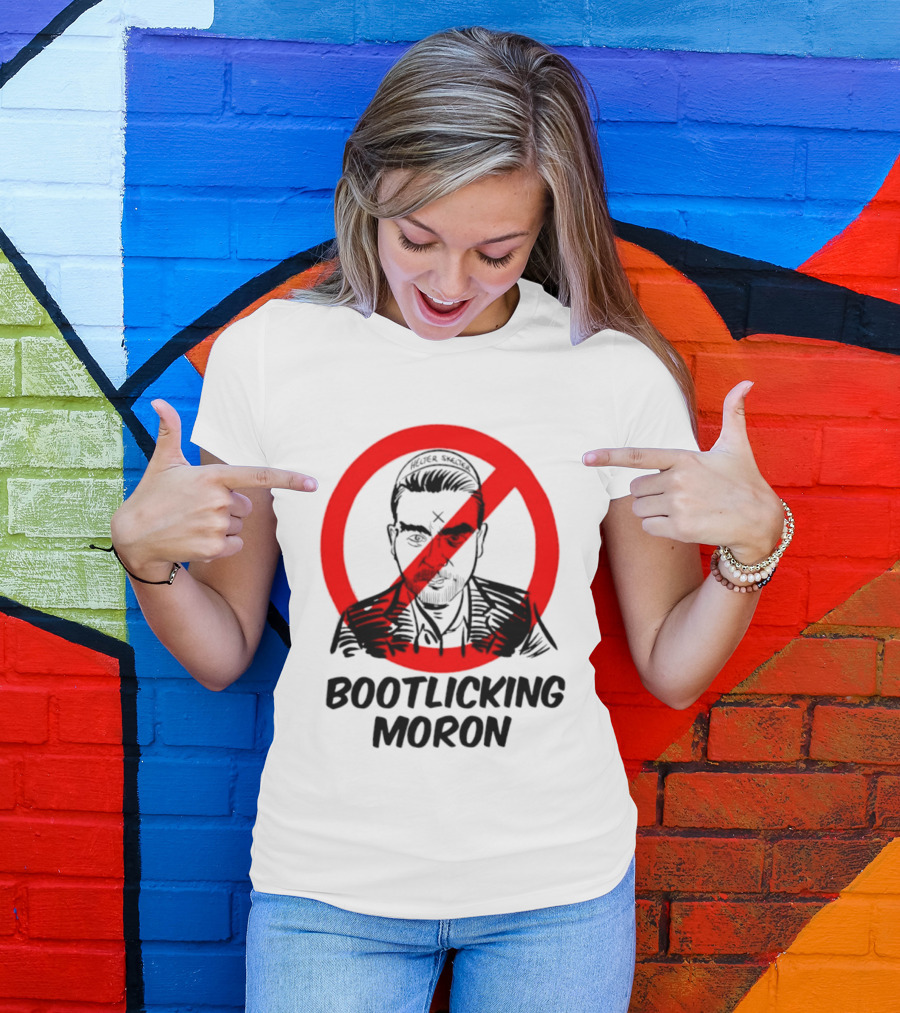 Helter Skelter Bootlicking Moron Red Circle Crossed Out Brian Walsby T-Shirt