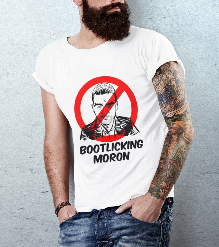 Helter Skelter Bootlicking Moron Red Circle Crossed Out Brian Walsby T-Shirt
