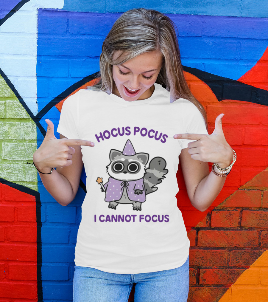 Hocus Pocus I Cannot Focus Raccoon Wizard Magic Costume T-Shirt