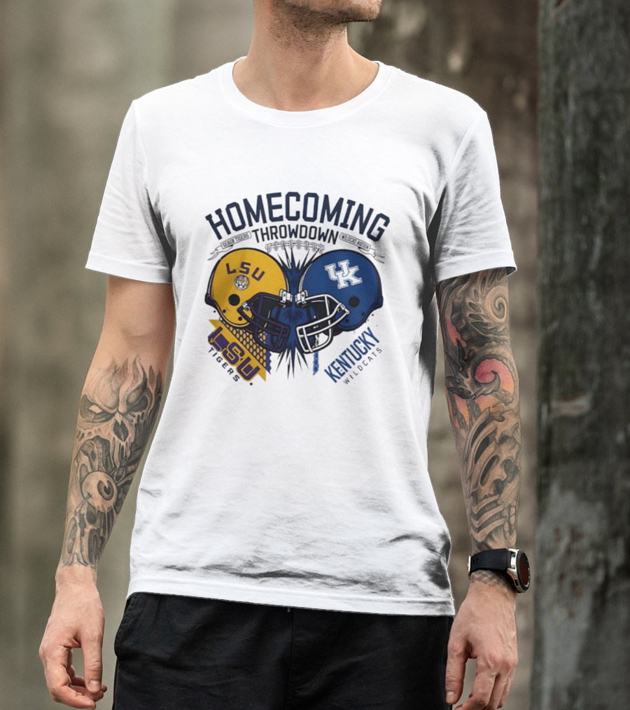 LSU Tigers Vs Kentucky Wildcats Football Homecoming Throwdown October 10 2026 Helmet Clash T-Shirt