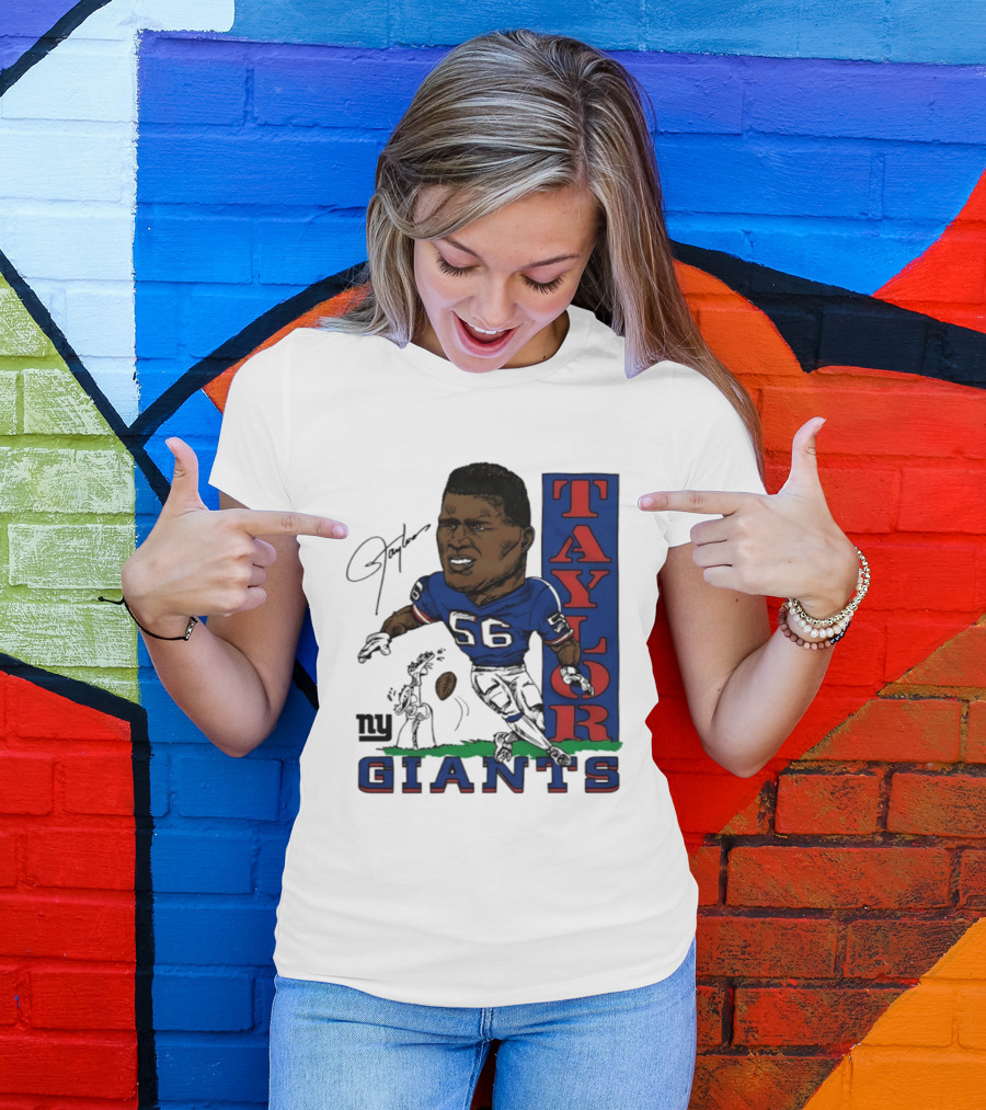 New York Giants Lawrence Taylor 56 Caricature Player T-Shirt