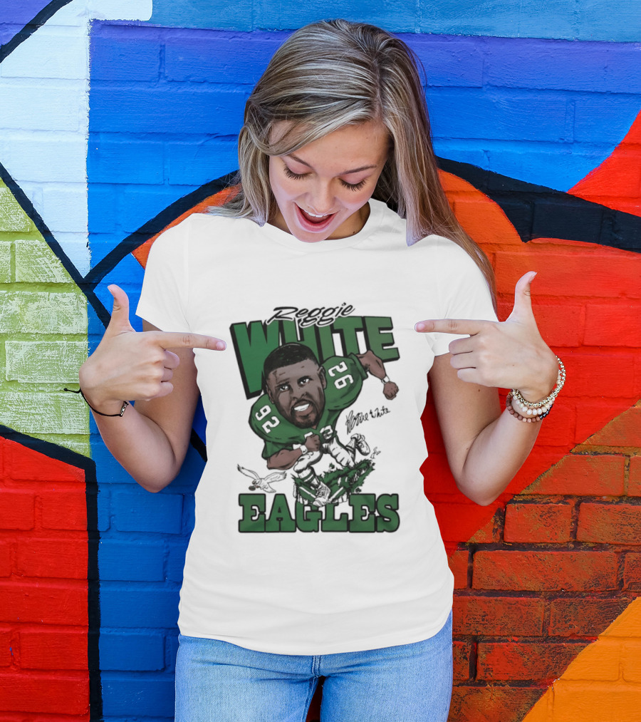 Philadelphia Eagles Reggie White 92 Player Caricature T-Shirt